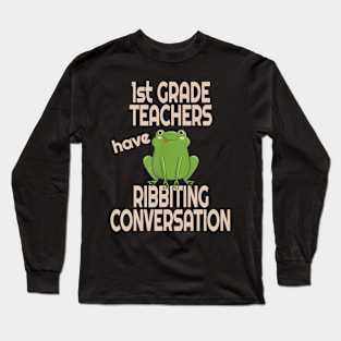 First Grade School Teacher Frog Pun Long Sleeve T-Shirt